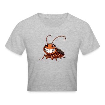 Süße Kakerlake Schabe Comic Cartoon - Frauen Cropped T-Shirt - Grau meliert - Vorne - Liana (172cm)