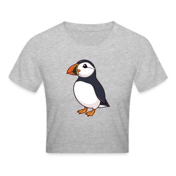 Papageientaucher Puffin - Frauen Cropped T-Shirt - Grau meliert - Vorne - Liana (172cm)