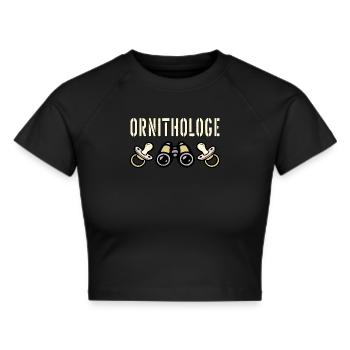 Ornithologe Papa - Baby verkünden - Frauen Cropped T-Shirt - Schwarz - Vorne - Marisol (170cm)