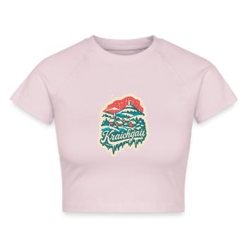 Kraichgau Baden Württemberg Winter   - Frauen Cropped T-Shirt - Grau meliert - Vorne - Liana (172cm)