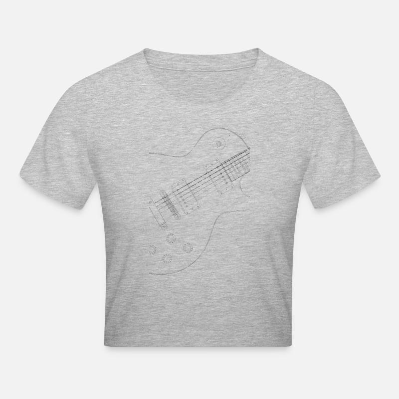 chitarra LP nera - Maglietta crop - grigio melange
