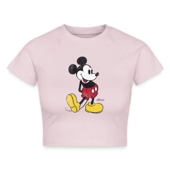 Mickey & Minnie Klassisches Mickey Motiv   - Frauen Cropped T-Shirt - Grau meliert - Vorne - Liana (172cm)