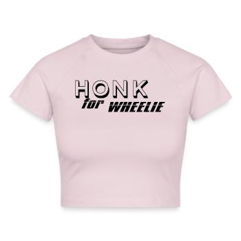 Honk for Wheelie - Frauen Cropped T-Shirt - Grau meliert - Vorne - Liana (172cm)
