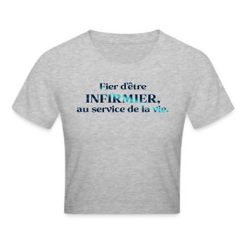 KRANKENSCHWESTER KRANKENSCHWESTER DOKTOR HUMOR DRÖLES B - Frauen Cropped T-Shirt - Grau meliert - Vorne - Liana (172cm)