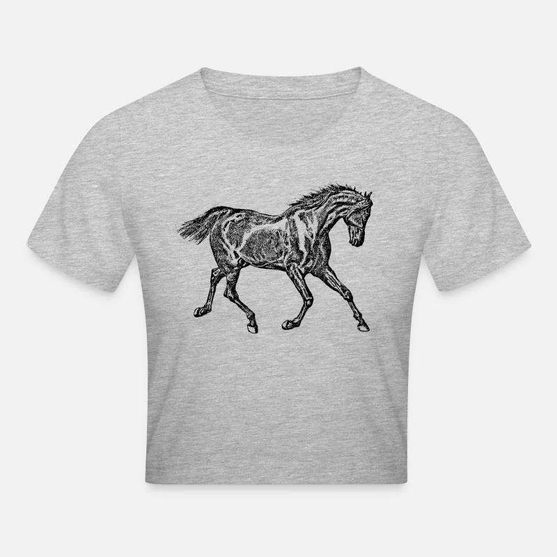 Cheval noir - Crop top - gris chiné
