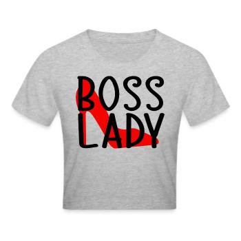 MOMLIFE Mama Design Mutterherz Mutterlieb - Frauen Cropped T-Shirt - Grau meliert - Vorne - Liana (172cm)