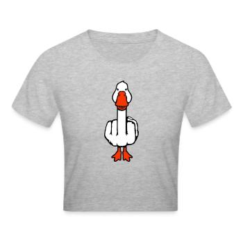 Goose Middle Finger Rebel Sarcastic Insult - Cropped T-Shirt - heather grey - Front - Liana (172cm)