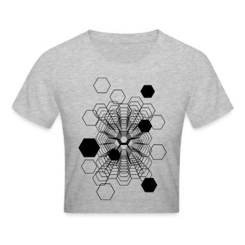 Kosmische Honeycomb - Frauen Cropped T-Shirt - Grau meliert - Vorne - Liana (172cm)