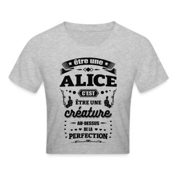 NOM - PRÉNOM - ALICE - Crop top - gris chiné - Devant - Liana (172cm)