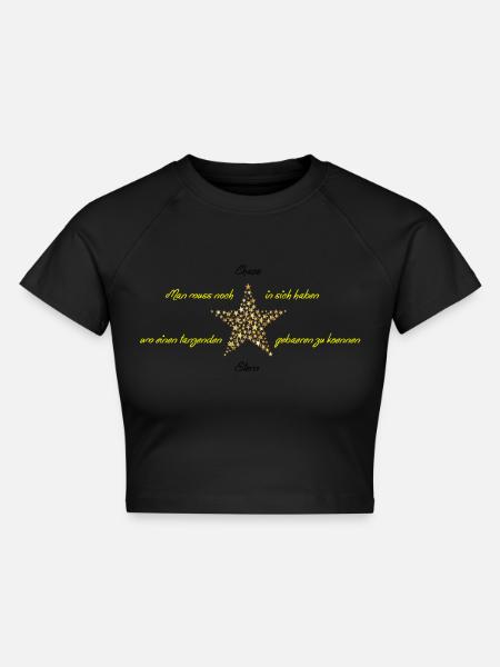 Tanzender Stern - Cropped Frauen Organic T-Shirt - Schwarz