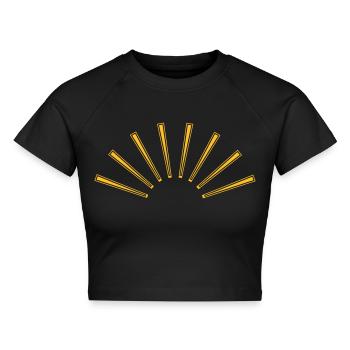 Retro Sonnenschein Sonnenstrahlen - Cropped Frauen Organic T-Shirt - Schwarz - Vorne - AI Model Female 172 light (172cm)