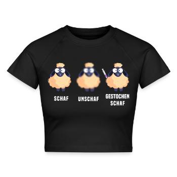 Schaf Unschaf Gestochen Schaf - Cropped Frauen Organic T-Shirt - Schwarz - Vorne - AI Model Female 172 light (172cm)