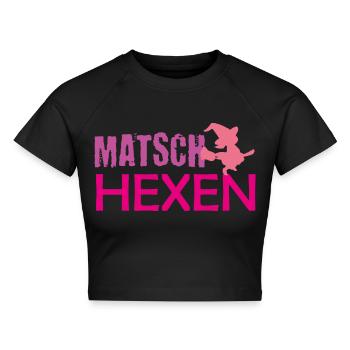 Muddy run shirt mud Matsch Hexe Lauf Team obstacle - Cropped Frauen Organic T-Shirt - Schwarz - Vorne - AI Model Female 172 light (172cm)