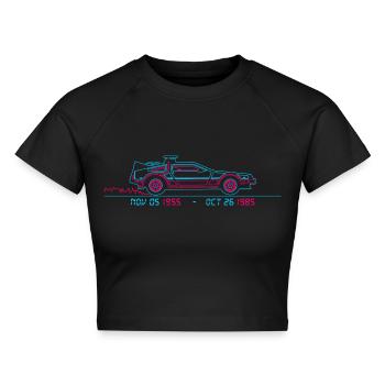 Zurück In Die Zukunft Digital Delorean - Cropped Frauen Organic T-Shirt - Schwarz - Vorne - AI Model Female 172 light (172cm)