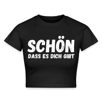 Schön, dass es dich gibt - Cropped Frauen Organic T-Shirt - Schwarz - Vorne - AI Model Female 172 light (172cm)