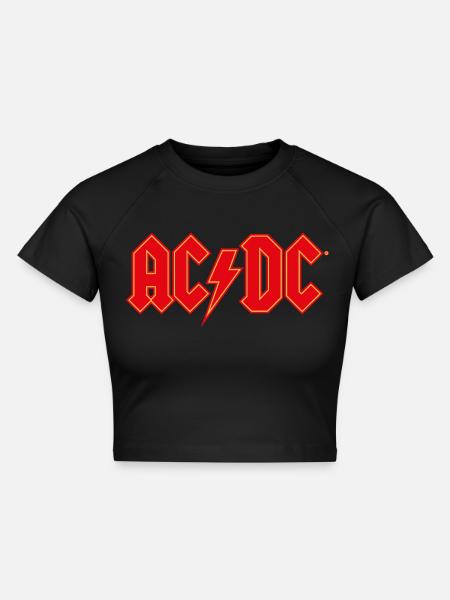 AC/DC Rotes Logo Mit Blitz - Cropped Frauen Organic T-Shirt - Schwarz