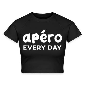 Aperitif, Alkohol, Humor - Cropped Frauen Organic T-Shirt - Schwarz - Vorne - AI Model Female 172 light (172cm)