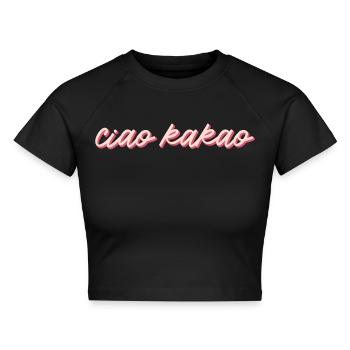Ciao Kakao - Cropped Frauen Organic T-Shirt - Schwarz - Vorne - AI Model Female 172 light (172cm)