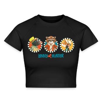 Lenny Hunter Und Seine Freunde Cleo Und Marvin - Cropped Frauen Organic T-Shirt - Schwarz - Vorne - AI Model Female 172 light (172cm)