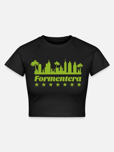 formentera - Cropped Frauen Organic T-Shirt - Schwarz