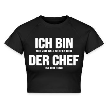 Hund Hundewiese Hundebesitzer Gassi Rudelführer - Cropped Frauen Organic T-Shirt - Schwarz - Vorne - AI Model Female 172 light (172cm)
