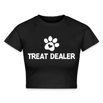 Leckerli-Händler - Cropped Frauen Organic T-Shirt - Schwarz - Vorne - AI Model Female 172 light (172cm)