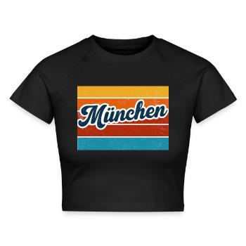 MÜNCHEN - MUNICH - Cropped Frauen Organic T-Shirt - Schwarz - Vorne - AI Model Female 172 light (172cm)