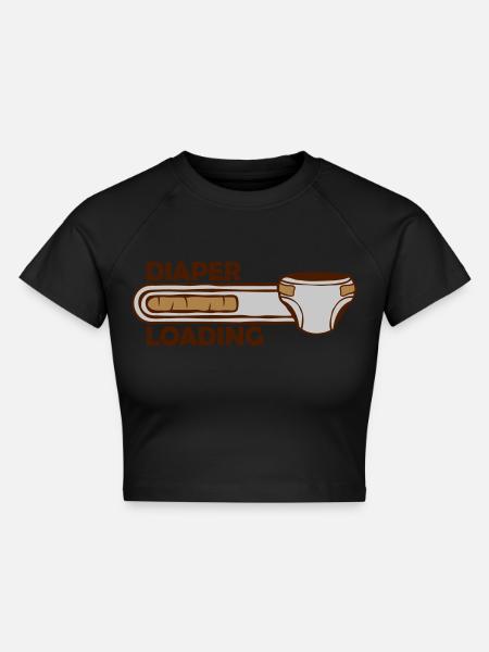 Diaper Loading Windel - Cropped Frauen Organic T-Shirt - Schwarz