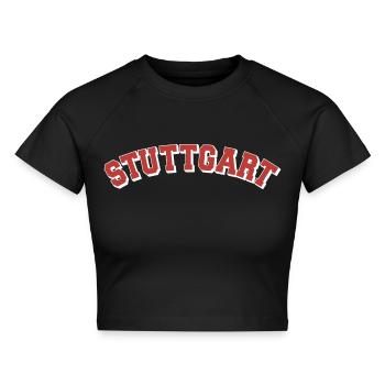 Stuttgart College - Cropped Frauen Organic T-Shirt - Schwarz - Vorne - AI Model Female 172 light (172cm)
