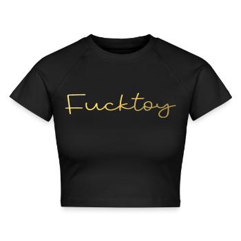 fucktoy kinky BDSM - Cropped Frauen Organic T-Shirt - Schwarz - Vorne - AI Model Female 172 light (172cm)