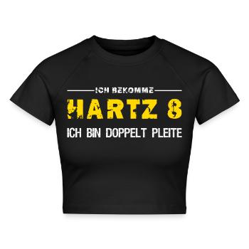 Hartz 8 Doppelt Pleite - Cropped Frauen Organic T-Shirt - Schwarz - Vorne - AI Model Female 172 light (172cm)