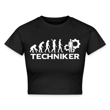 Evolution Techniker Technik wt - Cropped Frauen Organic T-Shirt - Schwarz - Vorne - AI Model Female 172 light (172cm)