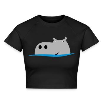 Nilpferd - Cropped Frauen Organic T-Shirt - Schwarz - Vorne - AI Model Female 172 light (172cm)
