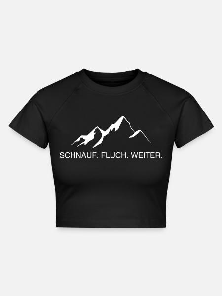 Schnauf fluch weiter - Cropped Frauen Organic T-Shirt - Schwarz