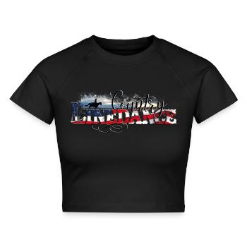 KL_linedance68 T-Shirt - Cropped Frauen Organic T-Shirt - Schwarz - Vorne - AI Model Female 172 light (172cm)