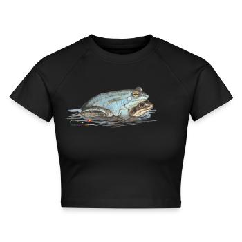 Moorfrosch - Cropped Frauen Organic T-Shirt - Schwarz - Vorne - AI Model Female 172 light (172cm)