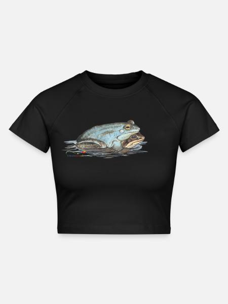Moorfrosch - Cropped Frauen Organic T-Shirt - Schwarz