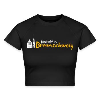 Verliebt in Braunschweig - Cropped Frauen Organic T-Shirt - Schwarz - Vorne - AI Model Female 172 light (172cm)