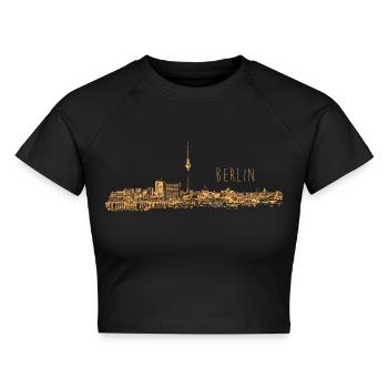 Berlin deutschland techno rave musik party reisen - Cropped Frauen Organic T-Shirt - Schwarz - Vorne - AI Model Female 172 light (172cm)