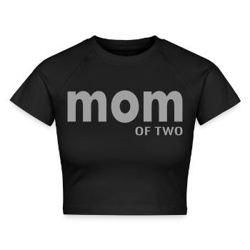 Mutter Mom of two Spruch - Cropped Frauen Organic T-Shirt - Schwarz - Vorne - AI Model Female 172 light (172cm)