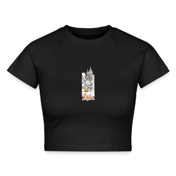 Lissabon - Cropped Frauen Organic T-Shirt - Schwarz - Vorne - AI Model Female 172 light (172cm)
