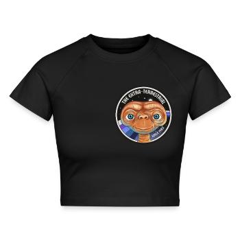 E.T. The Extra-Terrestrial Since 1982 Logo Rund - Cropped Frauen Organic T-Shirt - Schwarz - Vorne - AI Model Female 172 light (172cm)