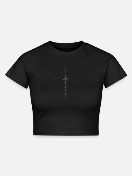 Unalome spiritual Symbol - Cropped Frauen Organic T-Shirt - Schwarz