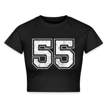 Anzahl 55 - Cropped Frauen Organic T-Shirt - Schwarz - Vorne - AI Model Female 172 light (172cm)