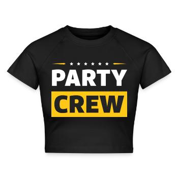 Party Crew - Cropped Frauen Organic T-Shirt - Schwarz - Vorne - AI Model Female 172 light (172cm)