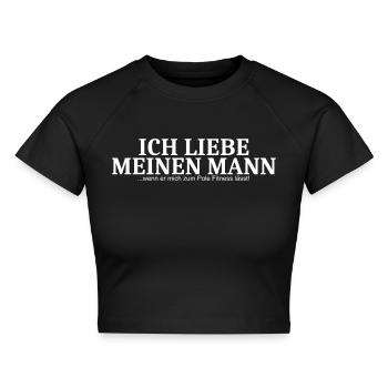 Ich liebe meinen Mann Sport Pole Fitness Stange - Cropped Frauen Organic T-Shirt - Schwarz - Vorne - AI Model Female 172 light (172cm)