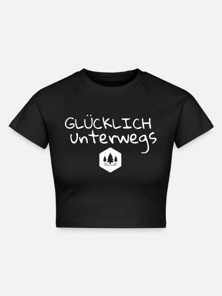 Glücklich unterwegs - Cropped Frauen Organic T-Shirt - Schwarz