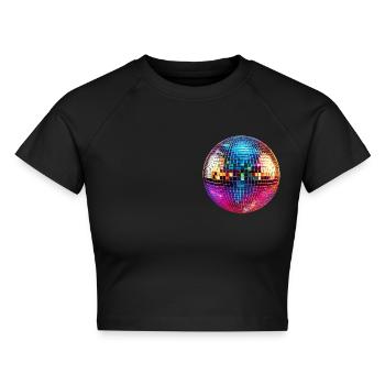 Bunte Diskokugel - Cropped Frauen Organic T-Shirt - Schwarz - Vorne - AI Model Female 172 light (172cm)