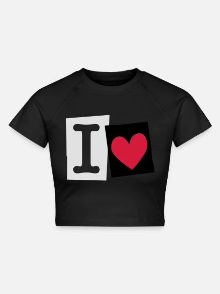 I Love (cutter font) - Cropped Frauen Organic T-Shirt - Schwarz