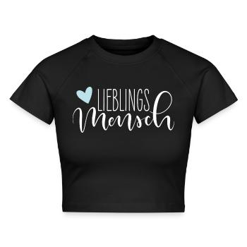 Lieblingsmensch handlettering mit Herz in mint - Cropped Frauen Organic T-Shirt - Schwarz - Vorne - AI Model Female 172 light (172cm)